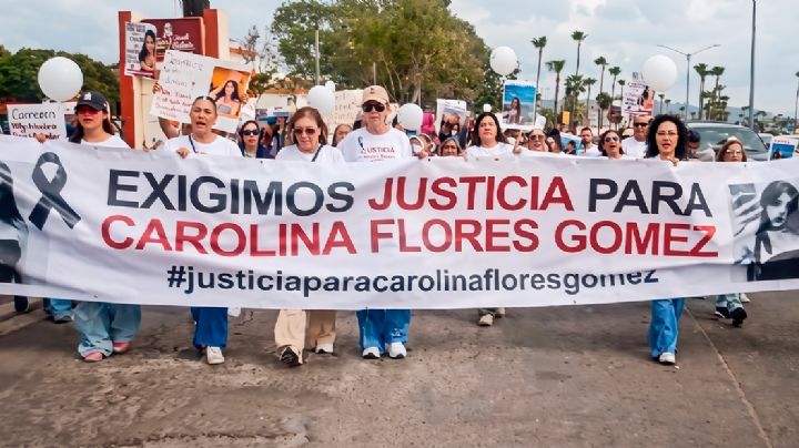 Familiares y amigos de Carolina Flores, víctima de feminicidio, marchan en Baja California para exigir justicia