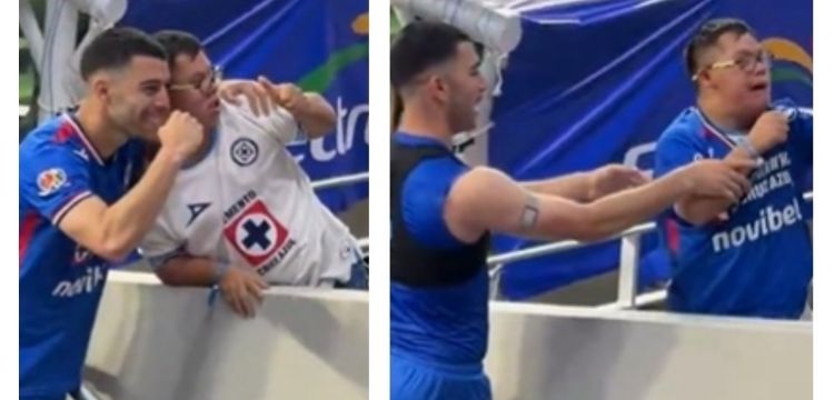 Erik Lira, capitán de Cruz Azul, hace feliz a un aficionado con síndrome de Down al regalarle su cam