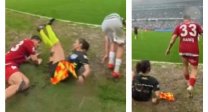 Futbolistas arrollan a una abanderada en Turquía y ni siquiera la ayudan a levantarse