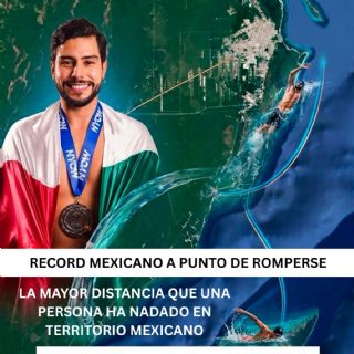 El mexicano David Olvera impone récord al nadar 85 kilómetros entre Cozumel y Cancún