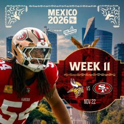 Los 49ers enfrentarán a los Vikings en el Estadio Azteca, en la jornada 11 de la temporada regular de la NFL