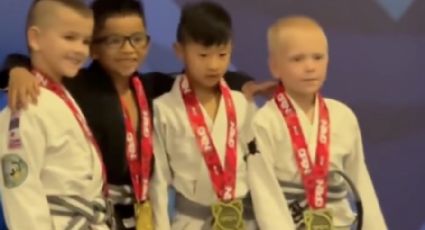 Noble campeón mexicano: niño conmueve por invitar a sus rivales a compartir lo más alto del podio en torneos de jiu-jitsu