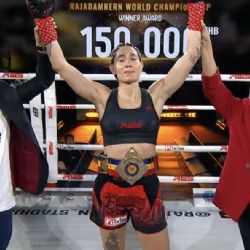 ¡Trepidante nocaut! Laura Burgos se convierte en la primera mexicana en conquistar el campeonato Rajadamnern Stadium de Muay Thai