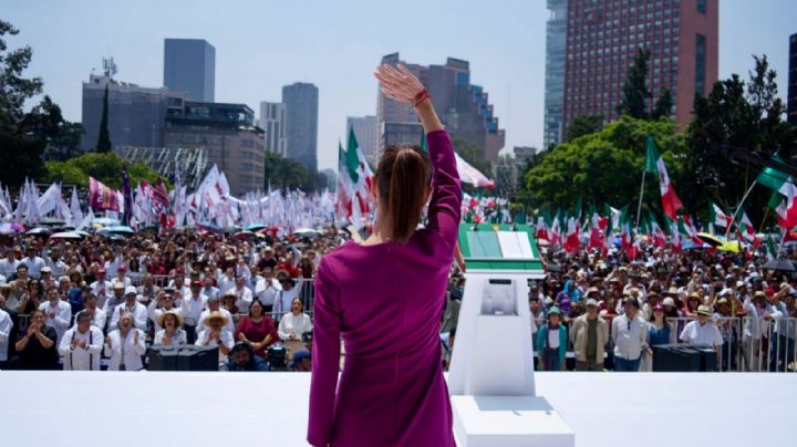 Sheinbaum utilizó su mitin para lanzar un mensaje contra Trump sin hacer mención directa y convocar a movilizaciones