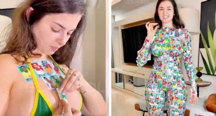 Influencer brasileña tapiza su cuerpo con más de mil estampitas del Mundial: busca convertirse en la Musa de la Copa