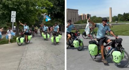 Pasión por el Mundial: tres fans recorren 17 mil kilómetros en bicicleta desde Argentina hasta Kansas City para apoyar a su selección